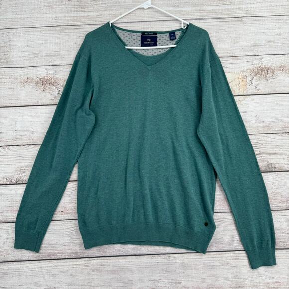 Scotch & Soda Sea You V-Neck Sweater Mens Large Sea Green Lightweight - Picture 1 of 8